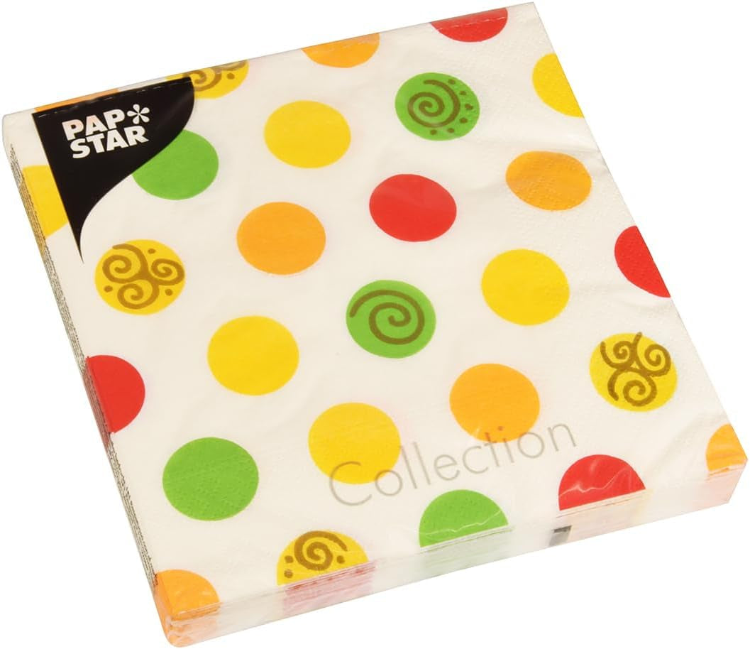 Papstar 11374 Tissues 1-doos 10 X 20 stuks, 3 lagen, 1/4-vouw, 33 X 33 cm "Balls"