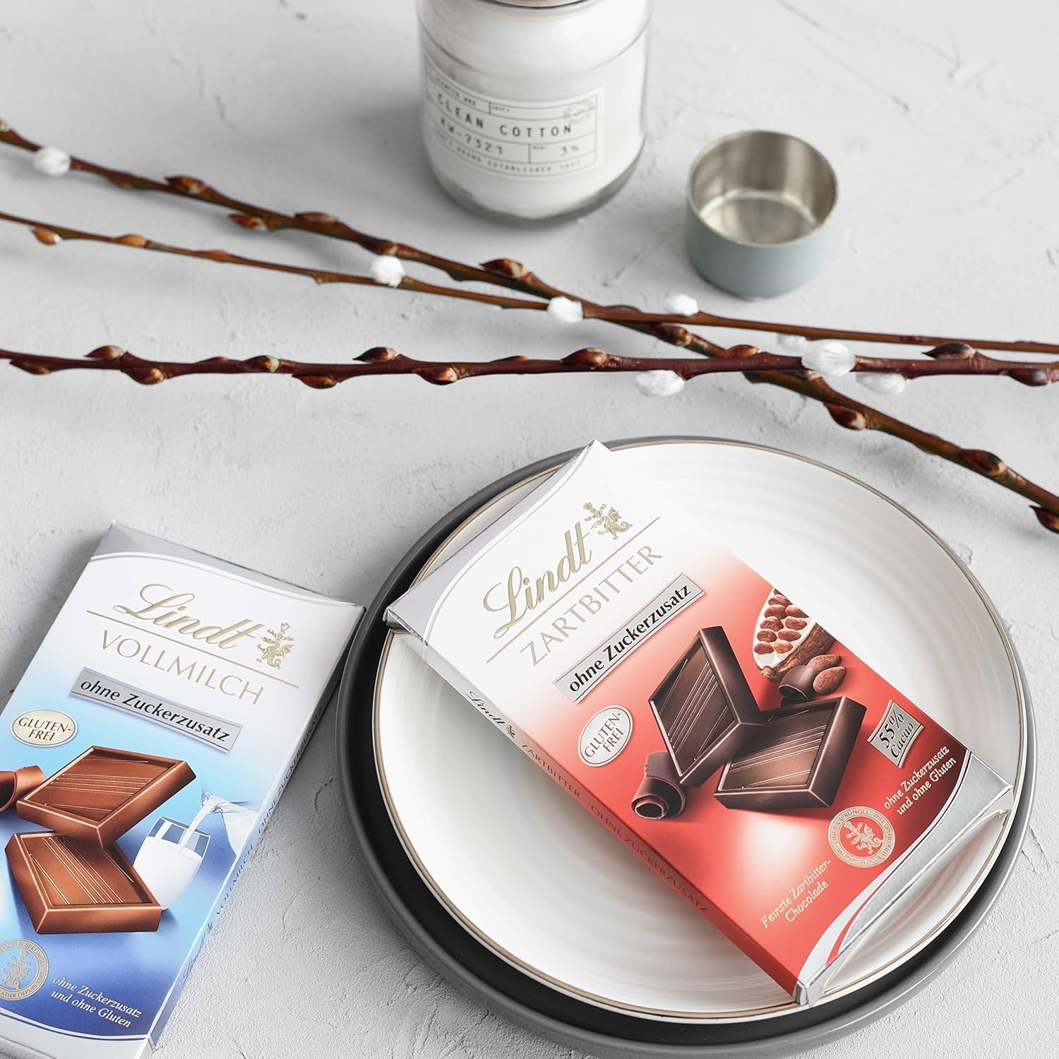 Pure chocolade zonder toegevoegde suiker | Tablet 100g | Het lekkerste met 55% cacao, glutenvrij | Chocoladereep | Chocoladecadeauset (4 stuks)