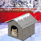 Katzenhaus für Draußen Winterfest en Wasserdicht, Faltbare Outdoor Katzenhöhle mit Abnehmbarem Kissen, Wetterfestes Tierheim für Streuner en Haustiere, Waschbar en Isoliert (Graue Katzenpfote, M)