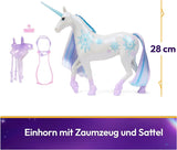Unicorn Academy Unicorn Glacier - 28 cm hoog, Layla's originele Netflix-eenhoorn met echte manen en staart, afneembaar hoofdstel, zadel en borstel, voor kinderen vanaf 4 jaar