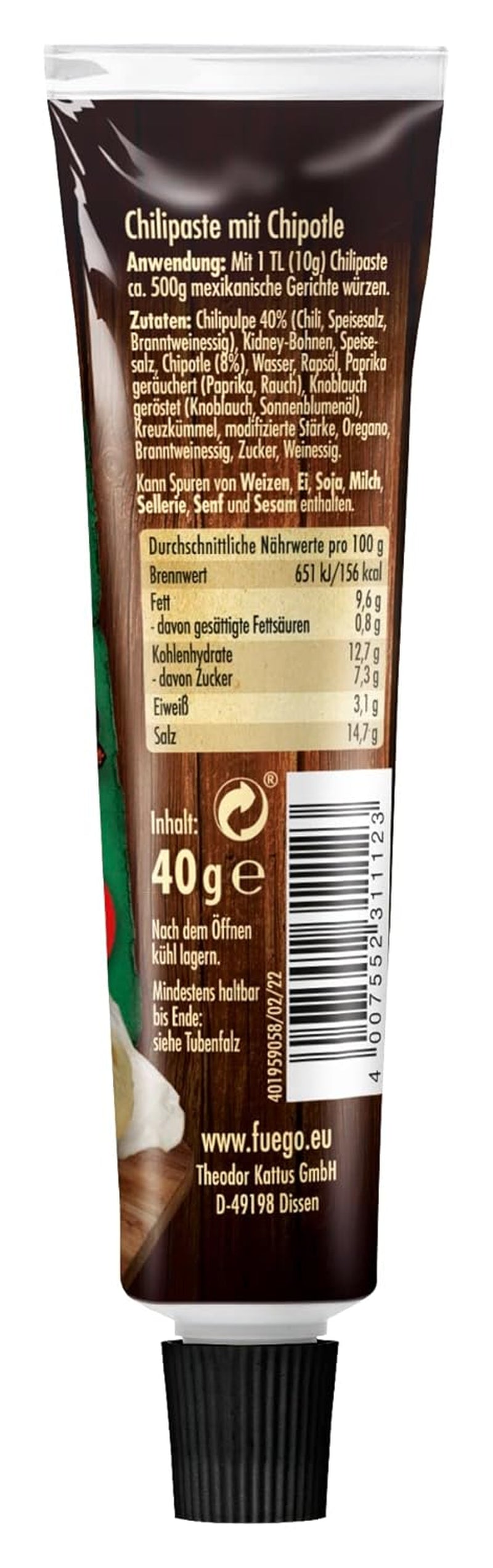 - Chipotle Chilipasta, Pittige Mexicaanse gerechten, Für 4 Anwendungen, Veganistisch, 1 x 40 g