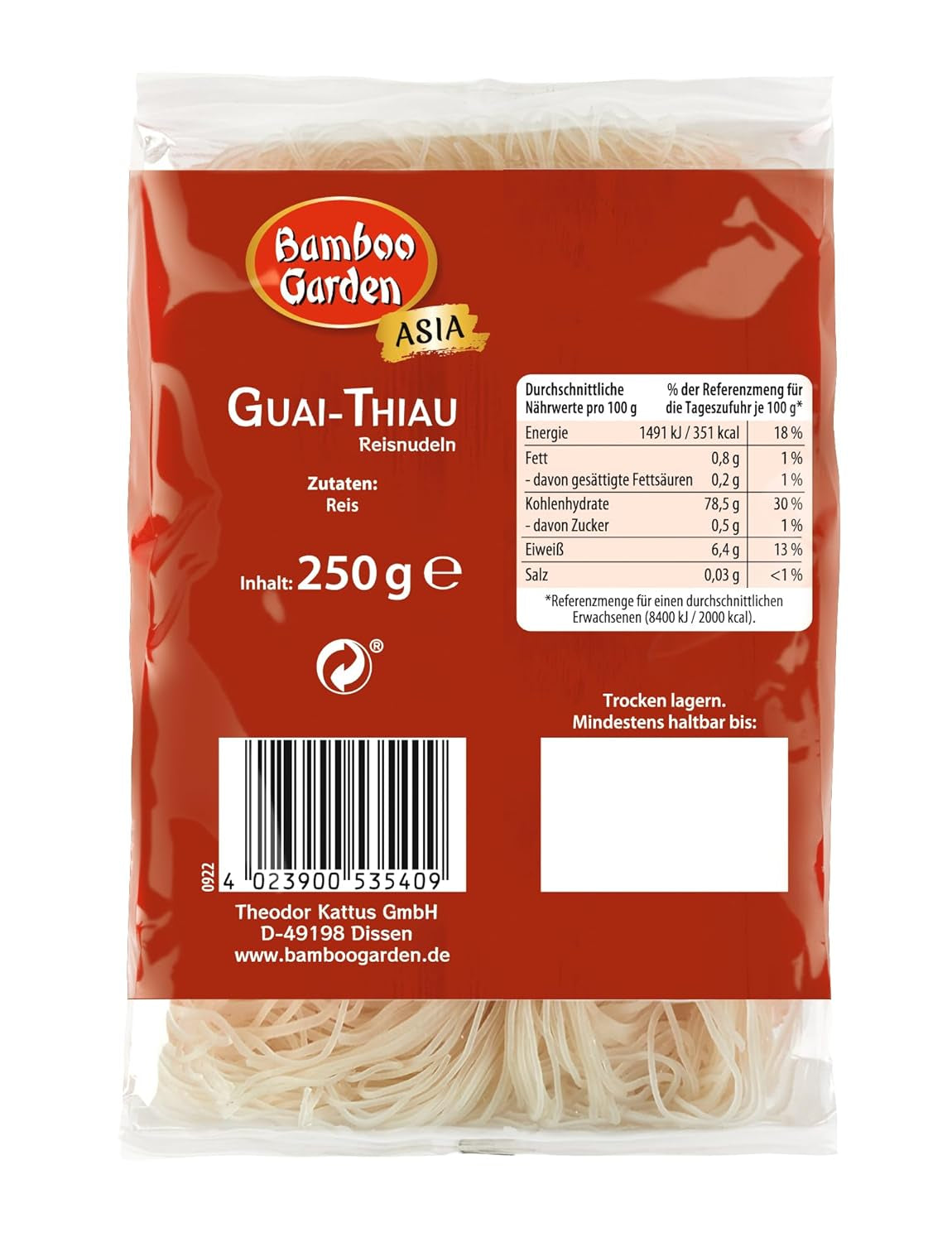 Bamboo Garden Guai Thiau Rijstnoedels 250g (verpakkingsontwerp kan variëren)