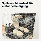 Amazon Basics 18-delige serviesset van geglazuurd steengoed, 6 complete sets, vaatwasmachinebestendig, ivoor