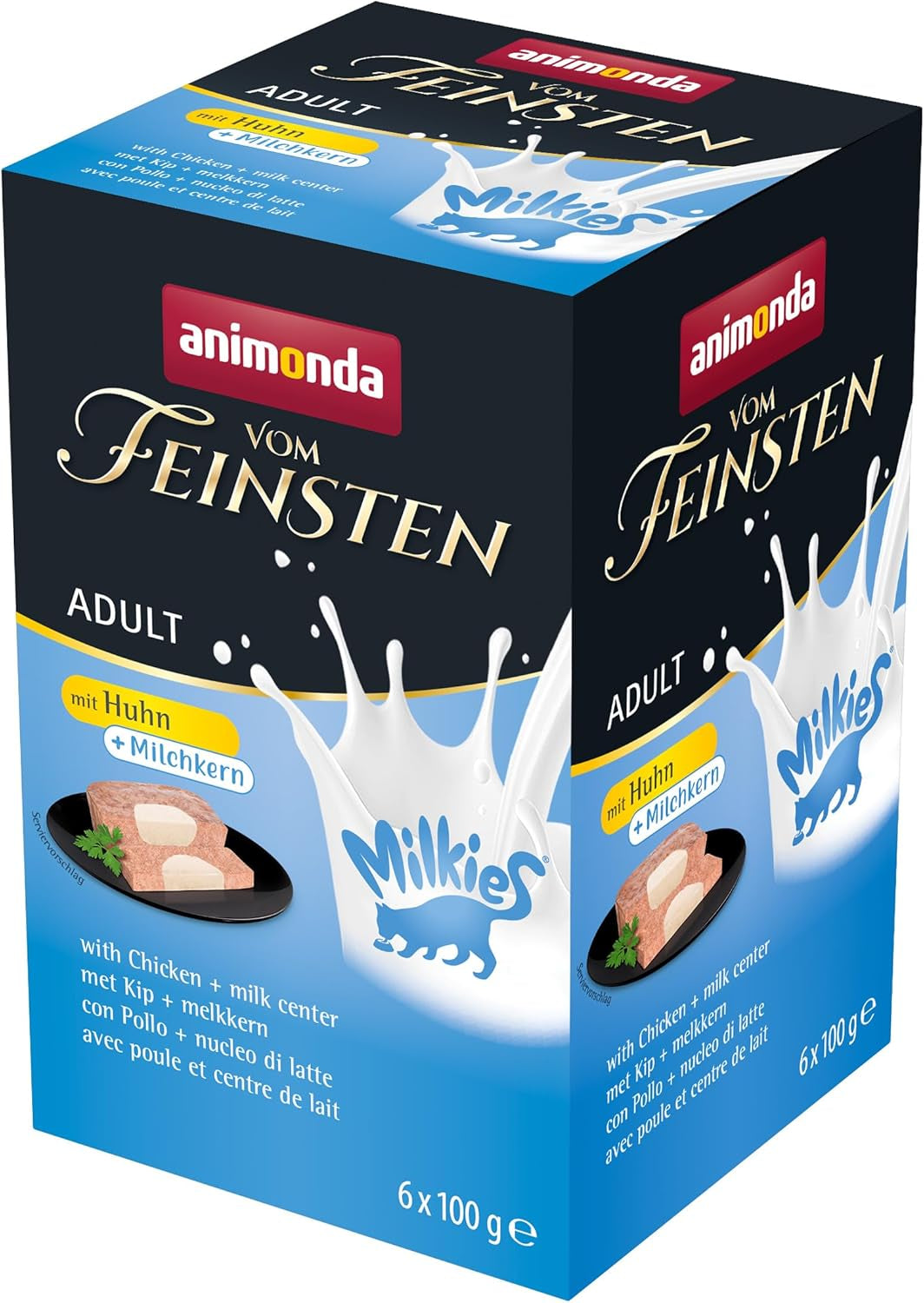 animonda Vom Feinsten Volwassen kattenvoer, Nassfutter für ausgewachsene Katzen, met kip + melkkern, 6 x 100 g