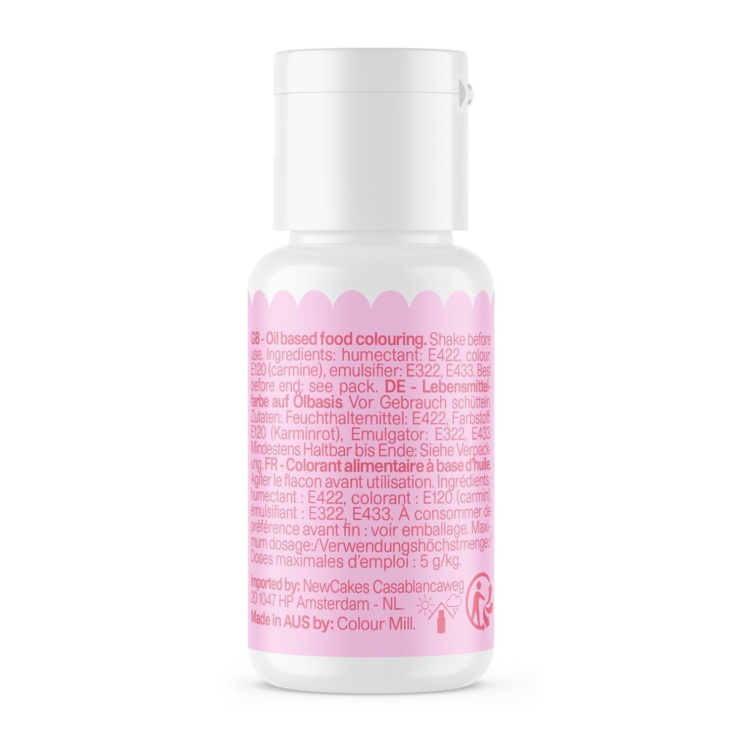 Color Mill op olie gebaseerde voedselkleur, lichtroze oliemengsel - kleurstof voor chocolade, fondant, muffins, cakes, bakken, bitterkoekjes - kleurstof voor taartdecoratie - 100 ml
