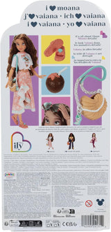 Vaiana-pop met accessoires, 29 cm, 13 scharnierpunten, officieel gelicentieerd door Jakks Pacific. Compleet met combineerbare accessoires en een sprankelende Mickey-ring!
