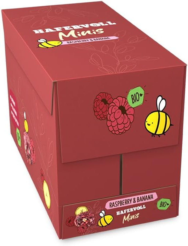 HAFERVOLL Minis Koolzaad en Banaan 8x 65g - Gecertificeerd biologisch, met honing, zonder toegevoegde suikers, perfect om te delen