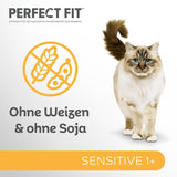 Natvoer voor katten Perfect Fit Sensitive 1+ met kip in saus, 12 zakjes, 12 x 85g - Premium natvoer voor gevoelige katten vanaf 1 jaar, zonder tarwe en soja, ter ondersteuning van de spijsvertering