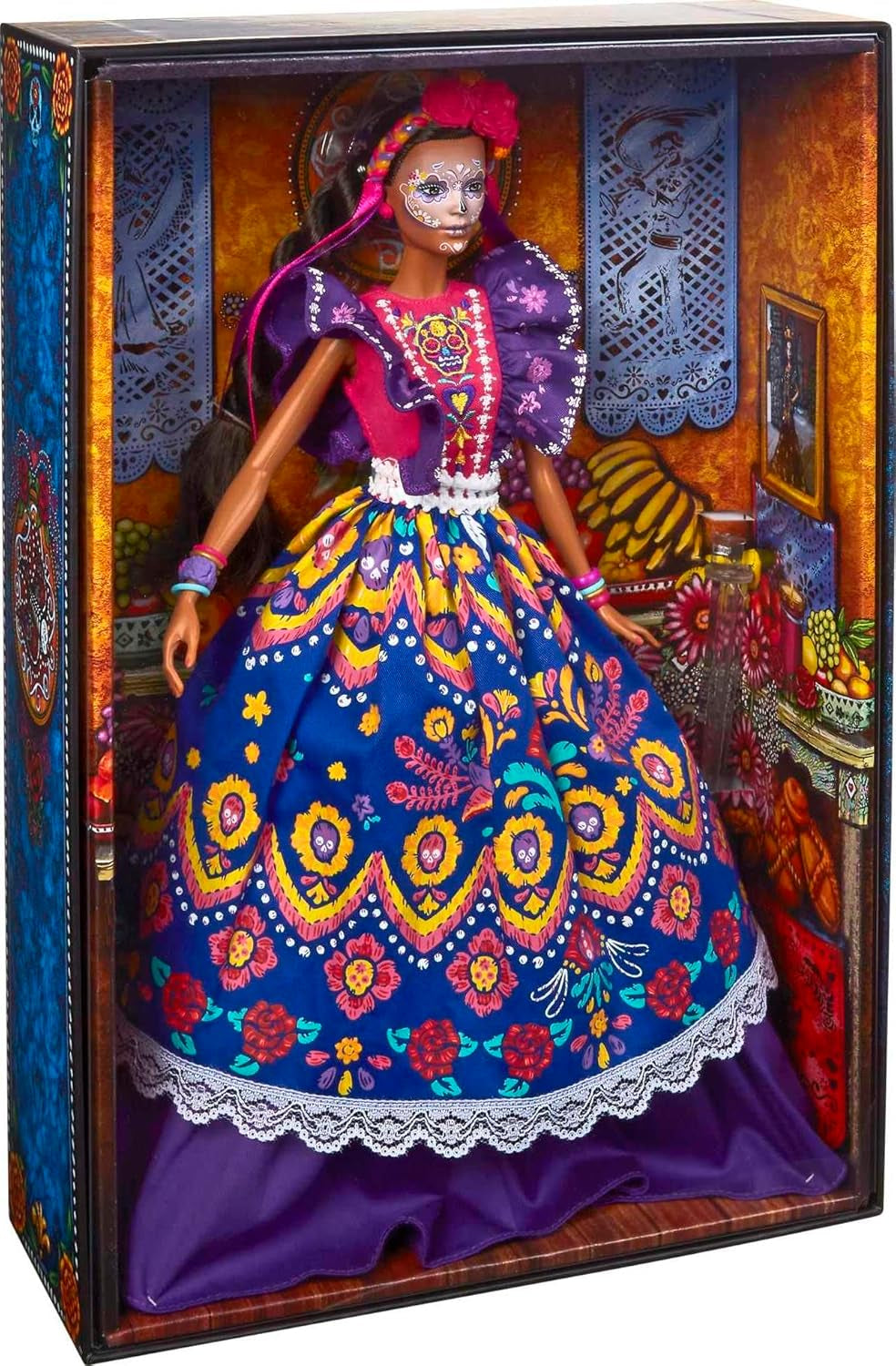 2022 Día De Muertos Barbiepop met gegolfde traditionele jurk, bloemenkrans en Calavera-gezichtsverf, cadeau voor verzamelaars