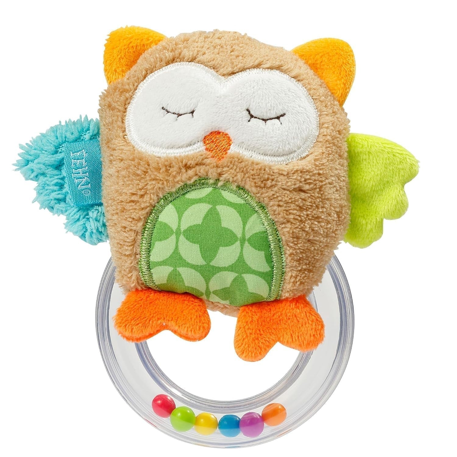 Fehn Octopus Speelgoed Ringbel - Rammelaar, piep, voel Motoriek Speelgoed - Knuffel voor baby's met zachte stof - Speelgoed voor baby's en peuters vanaf 0+ maanden Babyspeelgoed Naty Shop Uil