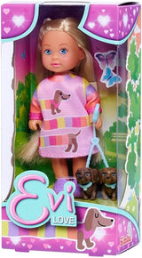 Simba Evi Love Dogs Twee schattige teckels aangelijnd pop 12 cm speelgoedpop vanaf 3 jaar