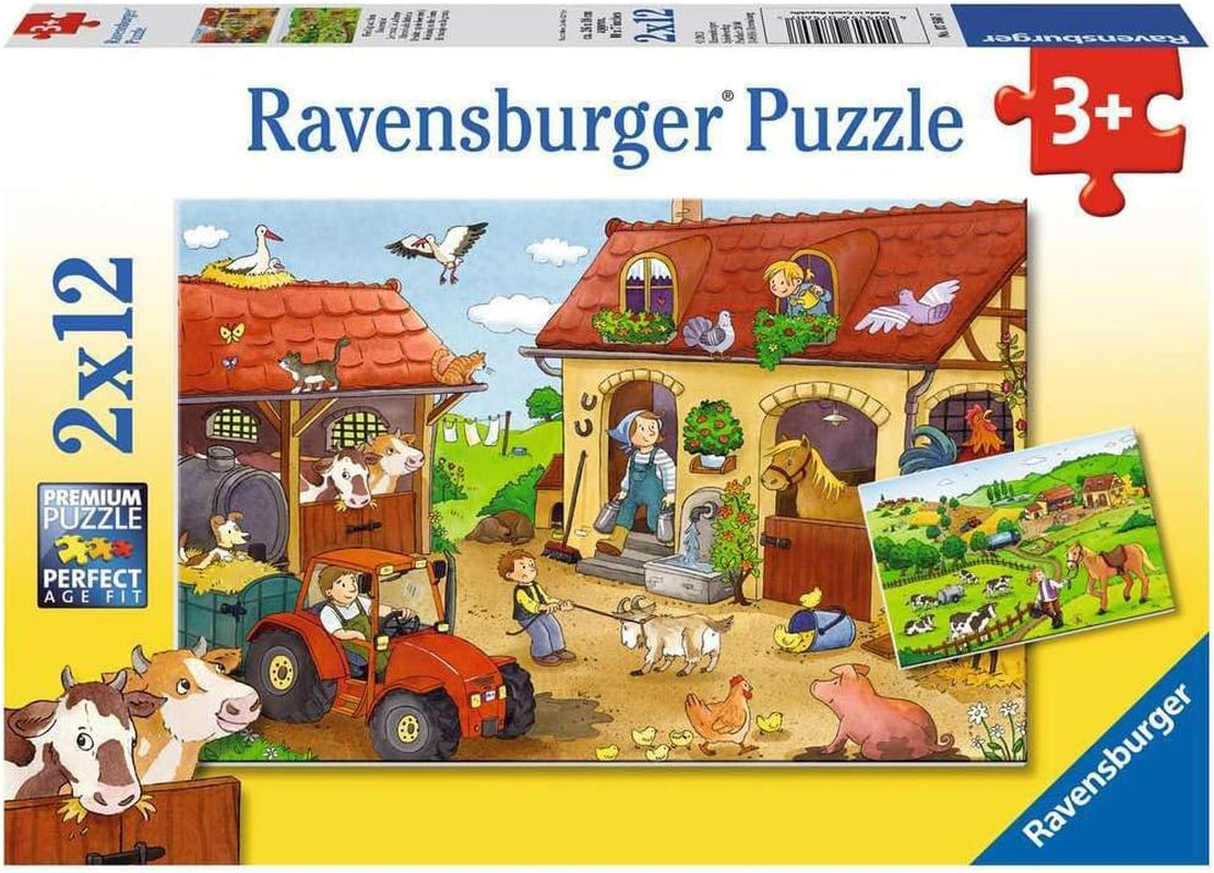 Ravensburger puzzel voor kinderen - 07574 Politie en brandweer - Puzzel voor 3+ 2X12-delige puzzel Naty Shop 07560 Bezig op de boerderij
