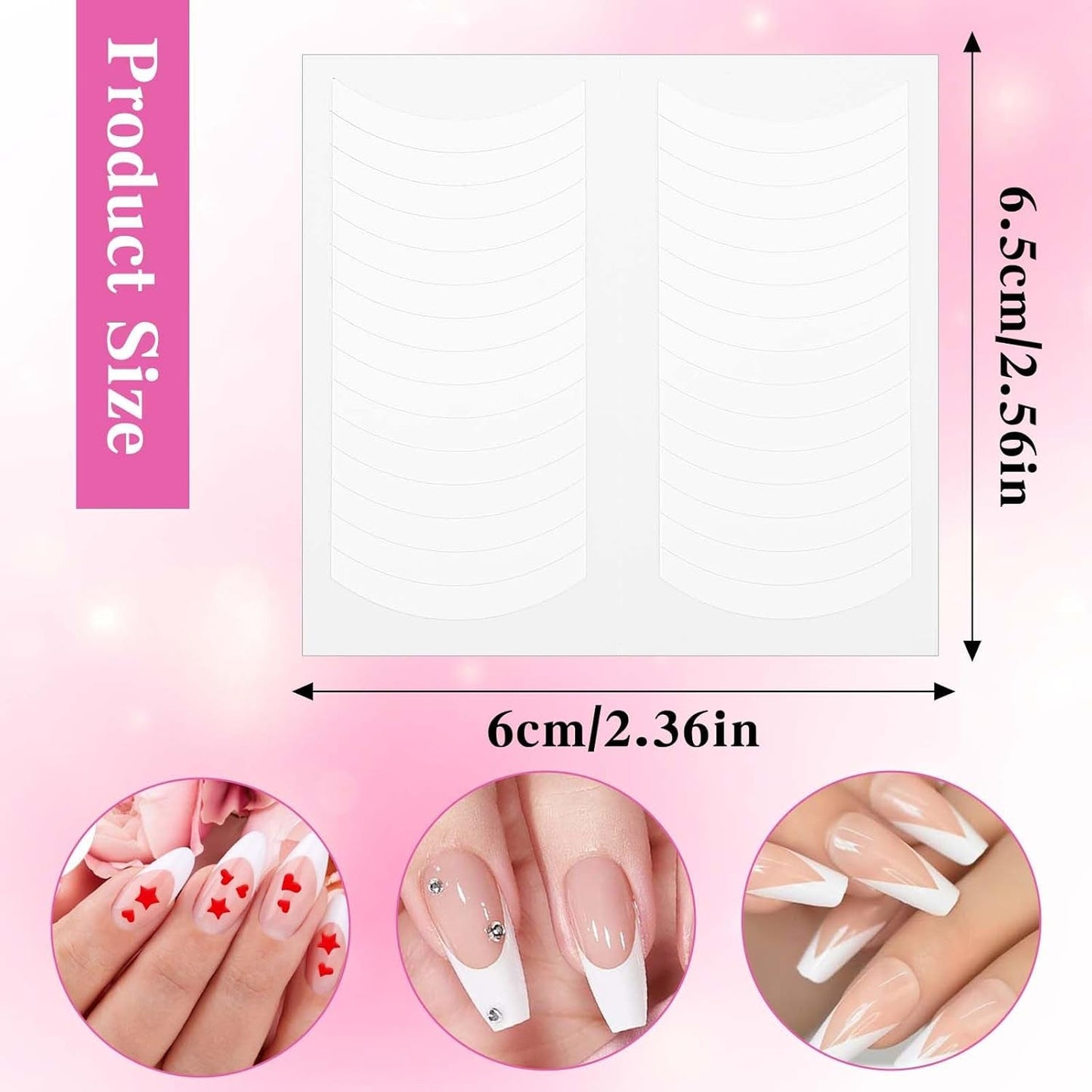 1620 Stück French Schablonen Nägel,French Nail Schablone,Maniküre Schablonen,Selbstklebende Nail Art Sticker Frenchs Für DIY Nageldesign Maniküre Decoratie Nageldesign Zubehör