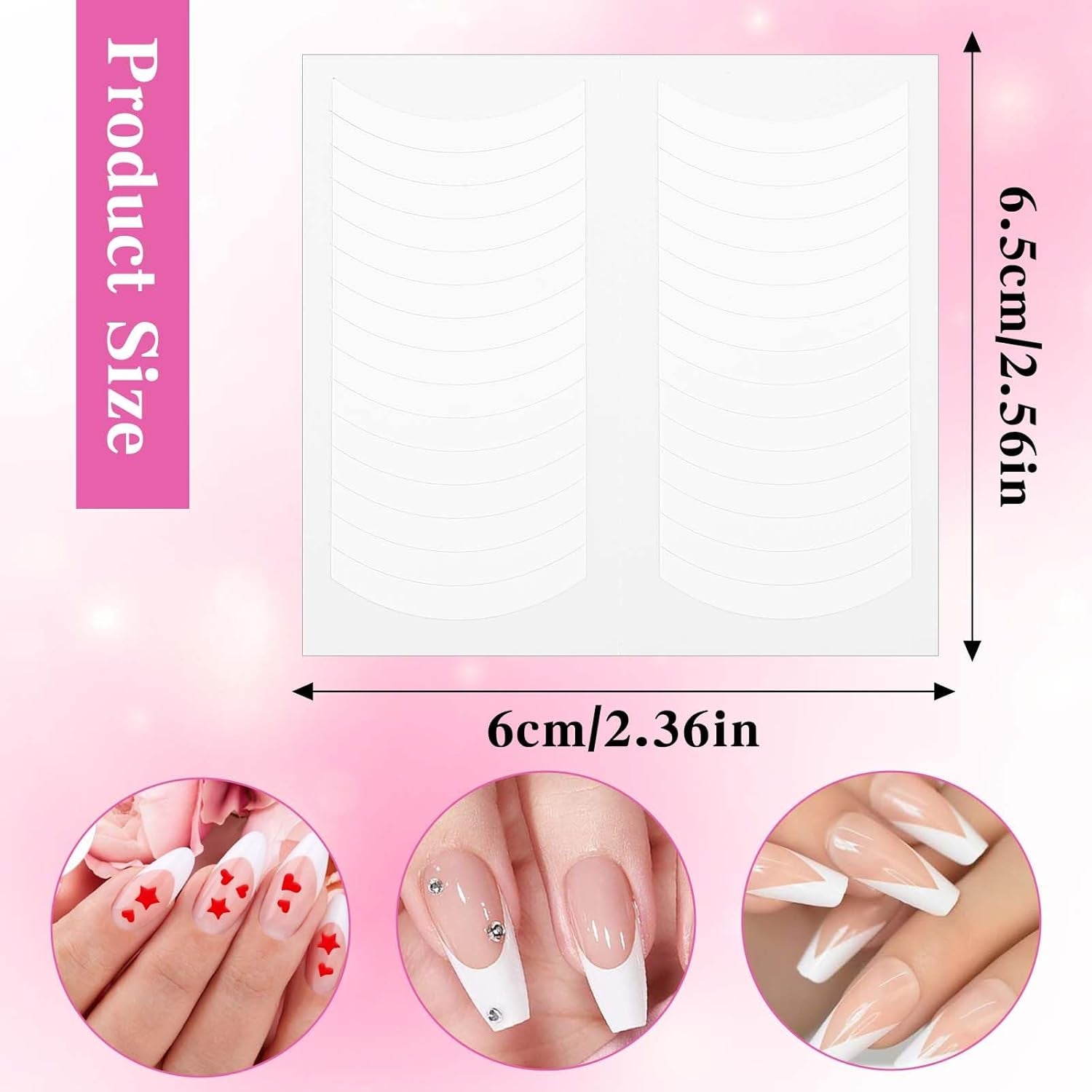 1620 Stück French Schablonen Nägel,French Nail Schablone,Maniküre Schablonen,Selbstklebende Nail Art Sticker Frenchs Für DIY Nageldesign Maniküre Decoratie Nageldesign Zubehör