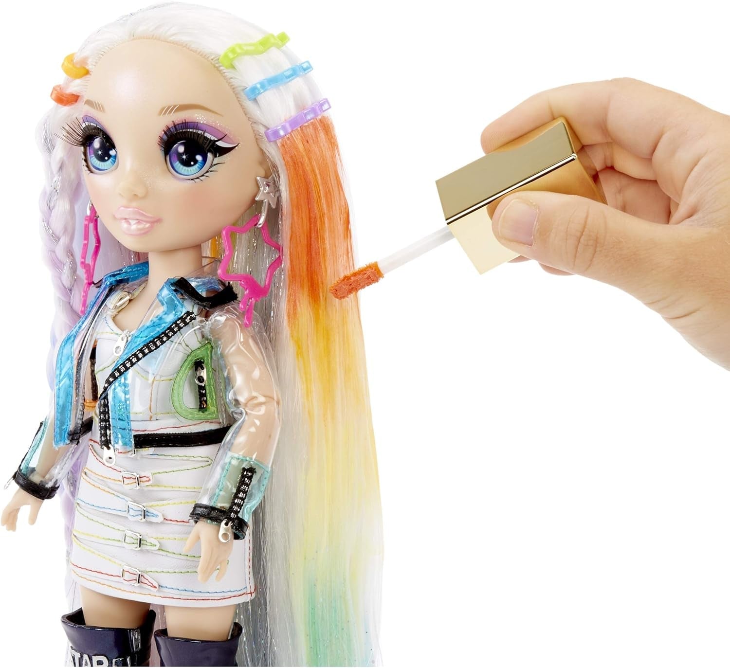 Rainbow High Hair Studio - Exclusieve Amaya Raine poppenspeelset met lang haar om te stylen - Inclusief wasbaar haarkrijt, haarborstel en accessoires - Cadeau voor kinderen vanaf 6 jaar