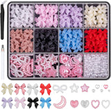 500 stuks 3D-nagelbedel Schleifen Charms Nägel Nail Art Charms Schleife Nagel Charms Nägel Nail Art Schleifen Nageldekorationen Mit Aufnahmewerkzeug Für Frauen en Mädchen Nagel-Diy-Zubehör