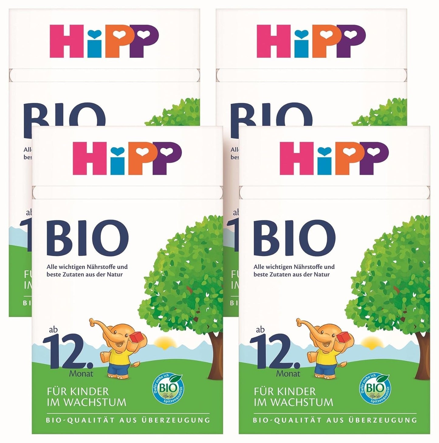 HiPP biologische groeimelk (4 x 600 g) na 12 maanden met calcium, ijzer, vitamine C en D voor opgroeiende peuters, beste biologische kwaliteit