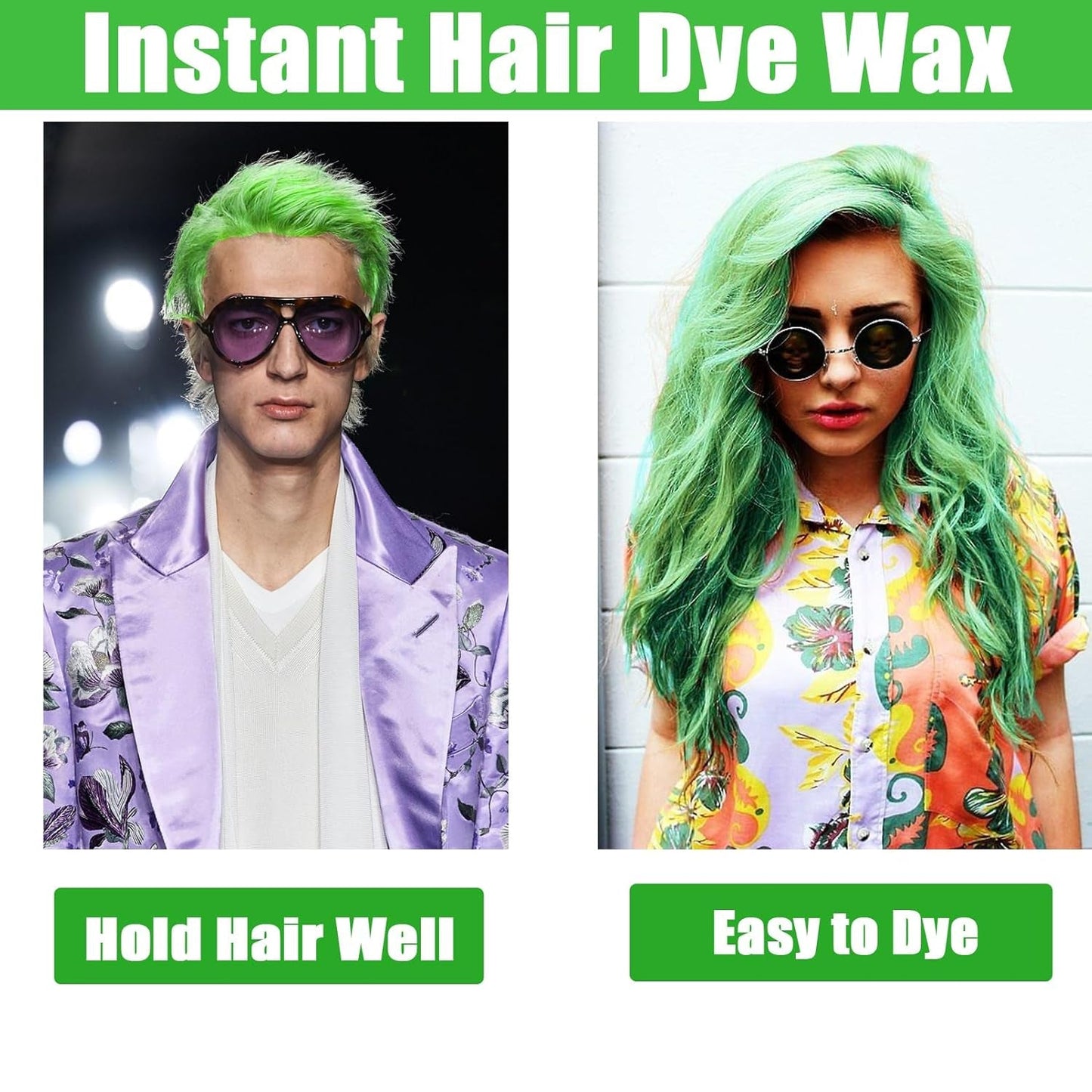 Groene tijdelijke haarwas, gekke groene tijdelijke haarspray, wasbare semi-permanente modder, eenmalige haarkleuring, instant styling haarpasta modder, natuurlijke haarkleur voor feesten, activiteiten en Halloween Naty Shop haarverf