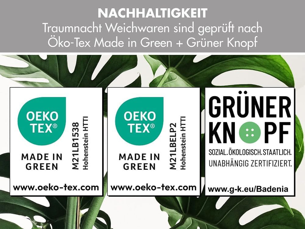 Traumnacht Cosy - Bedset 4 seizoenen, 1 X deelbaar dekbed 135 X 200 Set en 1 X kussen 80 X 80 Cm, Ã-ko Tex gecertificeerd, wit, ontwikkeld in Duitsland, (pak van 2) Dekbedden en dekbedden Naty Shop
