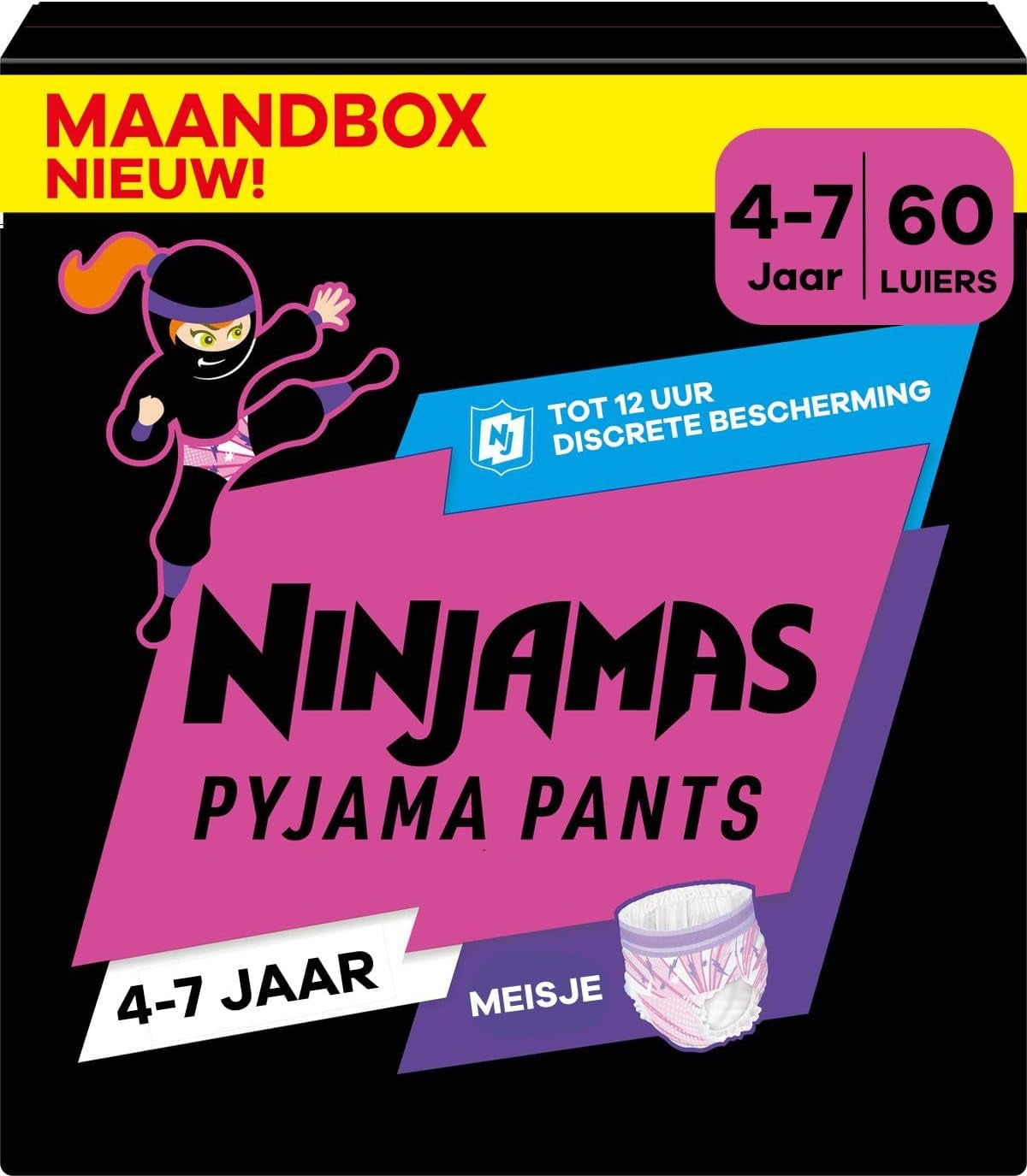 Pampers Pyjamabroek Effen Kleur Harten 4-7 Jaar 60 Pyjamabroek 17-30kg All Night Lekbescherming