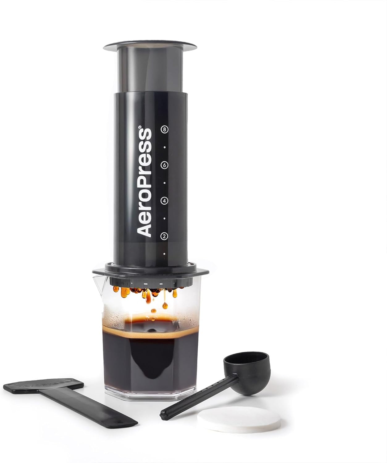 AeroPress origineel koffie- en espressoapparaat, draagbaar barista-koffiezetapparaat met kamer, plunjer en filters, snelkoffie- en espressoapparaat
