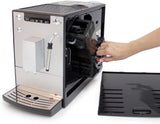 Melitta Solo & Milk - volautomatische slanke koffiemachine met melkopschuimer, koffiemachine met afneembaar waterreservoir, b.v. koffie of cappuccino, zilver