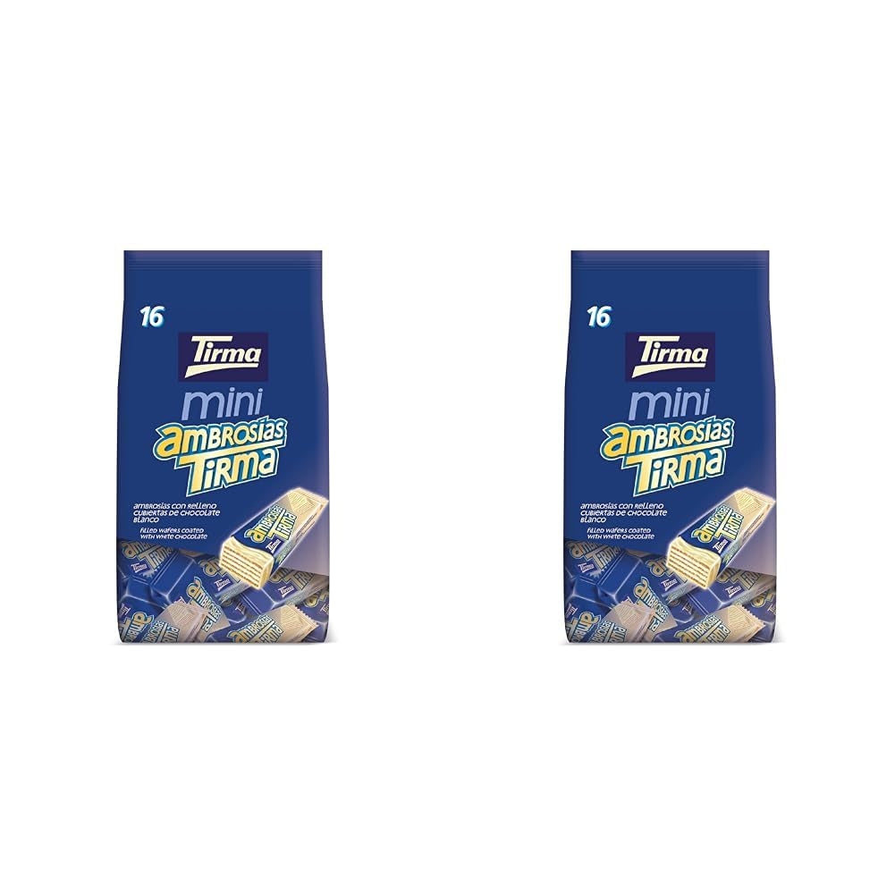 Tirma Mini Wafeltjes Witte Chocolade | (16 stuks x 13,5 g), 216 g | Fijne crèmevulling | Niet-GMO | Geschikt voor vegetariërs | Individueel verpakt | Verpakt tussendoortje