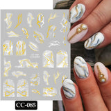 9 Blatt Nagelsticker Französische Spitzenmarmor Nagelaufkleber Selbstklebend Weißes Gold Nail Art Sticker Decoratie Nageldesign Zubehör