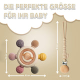 Baby Bijtring met Fopspeenketting - Tandjeshulpmiddel - Babyspeelgoed 0-6 maanden - Newborn Essentials - BPA Gratis Tandjesspeeltje - Babycadeau-ideeën
