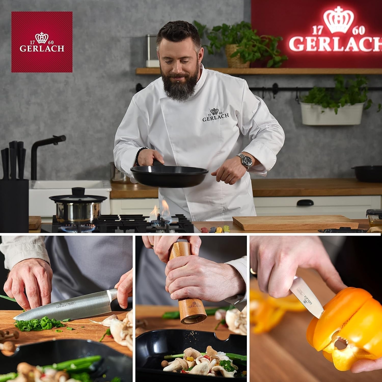 Gerlach Flow Besteck-Set 6 Personen Spülmaschinenfest Essbesteck Besteck Aus Edelstahl Messer Gabel Löffel Teelöffel Tafelbesteck Rostfrei 24 Stk, Zilverlänzend Kitchen Naty Shop