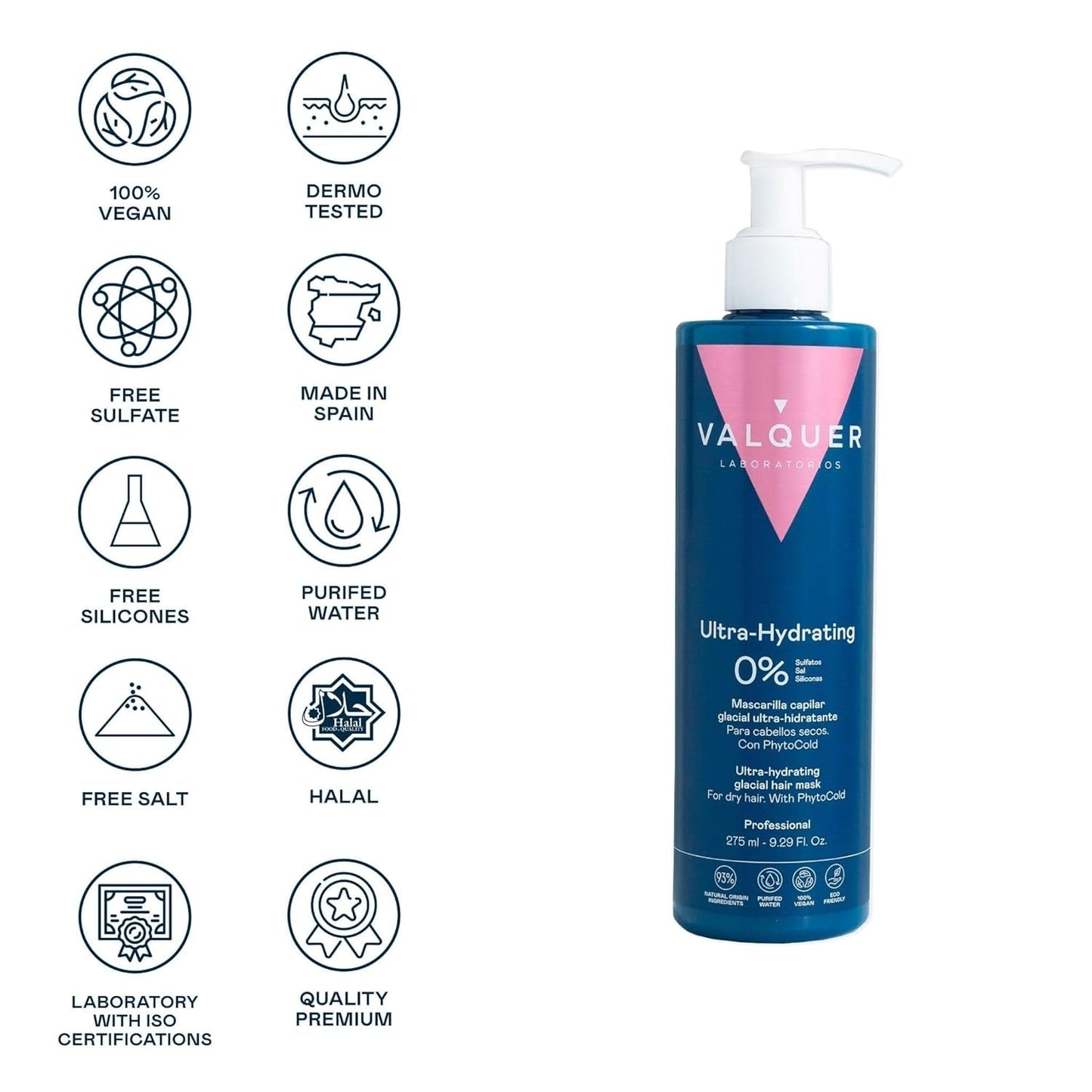 Valquer Profesional Ice Hair Mask - Ultra-hydraterend haarmasker zonder sulfaten, zouten en siliconen Naty Shop haarmasker