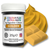 Kleurstofpasta Sugarflair Colourflex Extra Paste Golden - Eetbare kleurstof voor botercrème, chocolade, suikerpasta, glazuur, fondant, cakemixen, deeg en meer - 25g
