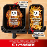 Tefal Dual Easy Fry Heteluchtfriteuse met twee kamers, inhoud 5,2/3,1 liter, twee onafhankelijke laden, 7 programma's Huishoudelijke apparaten Naty Shop