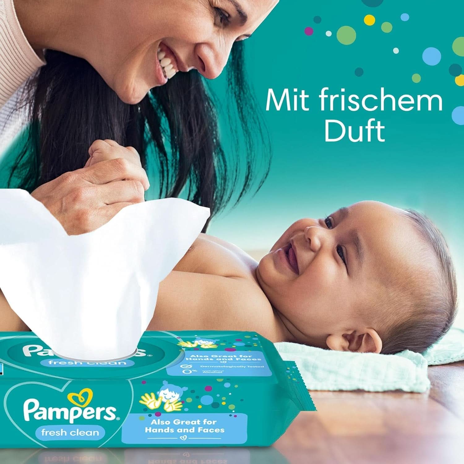 Pampers Fresh Clean Feuchttücher 15 Packungen Mit 80 Stück - 1200 Feuchttücher, Milder Duft, Auch Für Hand en Gesicht Geeignet Naty Shop