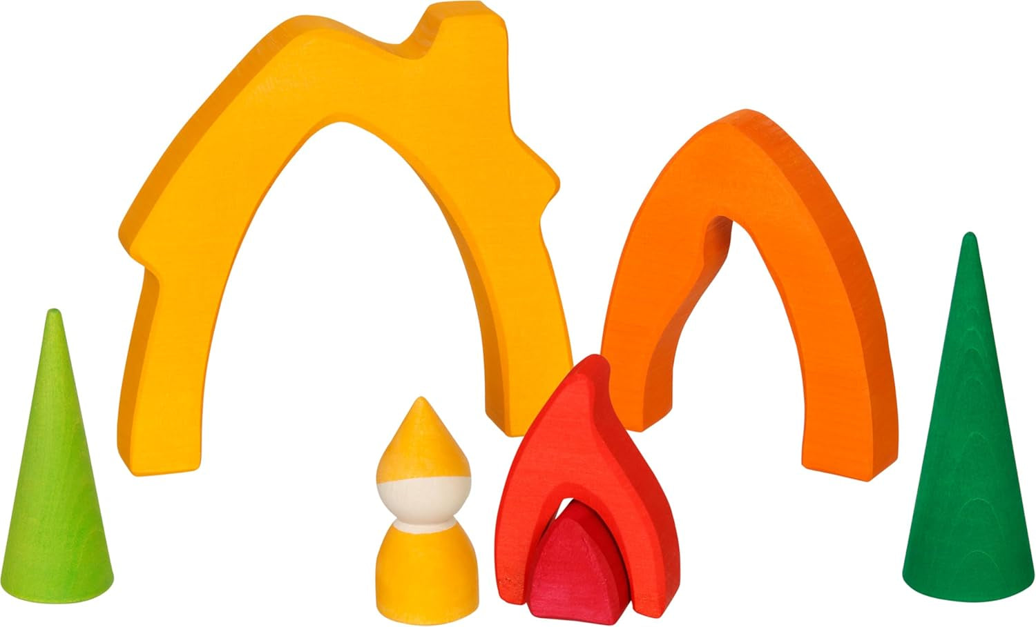 Goki 58427 - Dwergenhuis - Goki Evolution - Gemaakt van hoogwaardig esdoornhout - 7 delen - Kleurrijke verf op waterbasis - Made in Europe Poppenhuizen Naty Shop