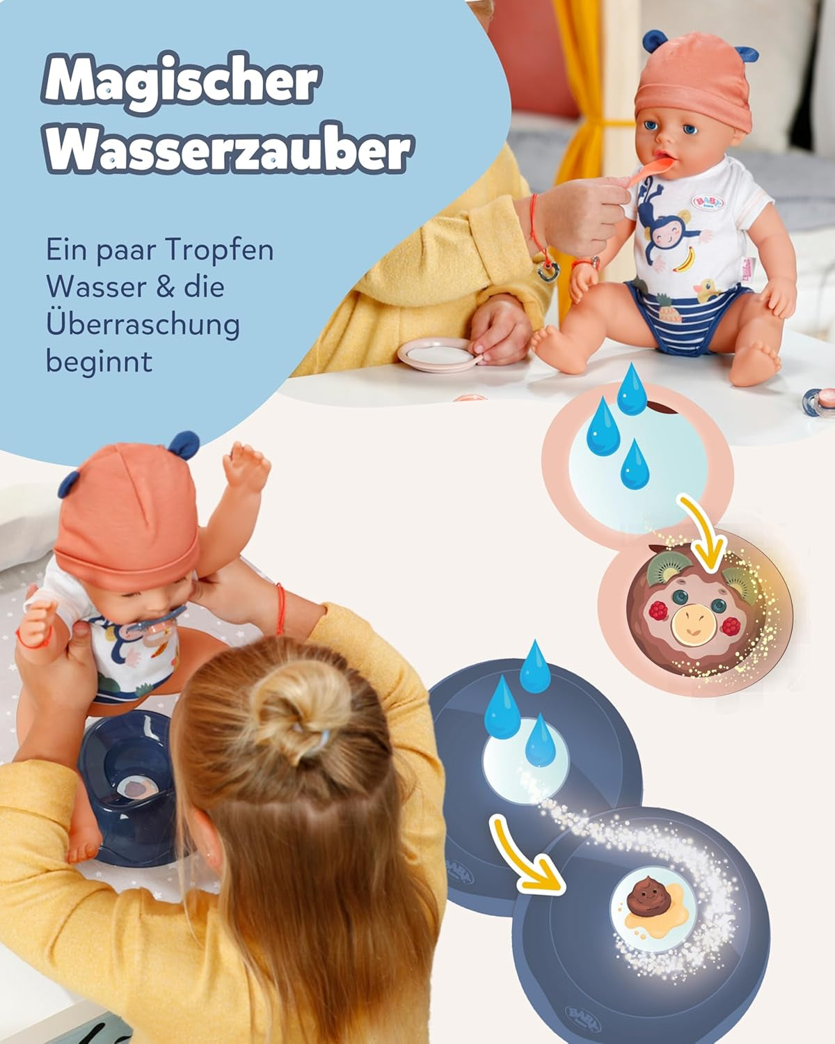 Baby Born Emma Jungle Style pop - 43 cm - 10 functies inclusief accessoires en bodysuit in unisex kleuren - Werkt zonder batterijen - Geschikt voor kinderen vanaf 3 jaar