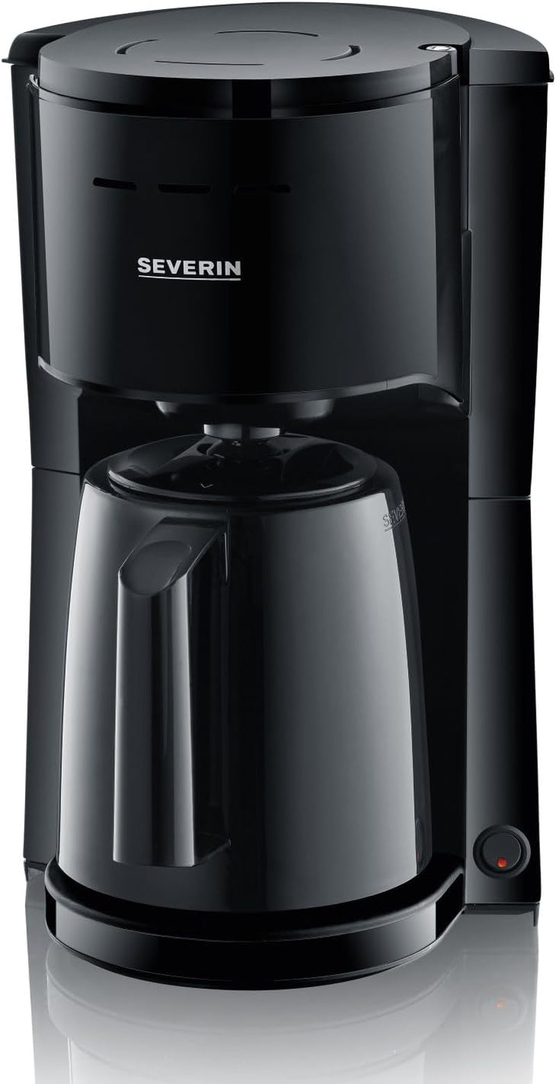 SEVERIN Filterkoffiezetapparaat met thermische karaf, koffiezetapparaat voor maximaal 8 kopjes, aantrekkelijk filterapparaat met geïsoleerde karaf, zwart, 1 liter, KA 9306