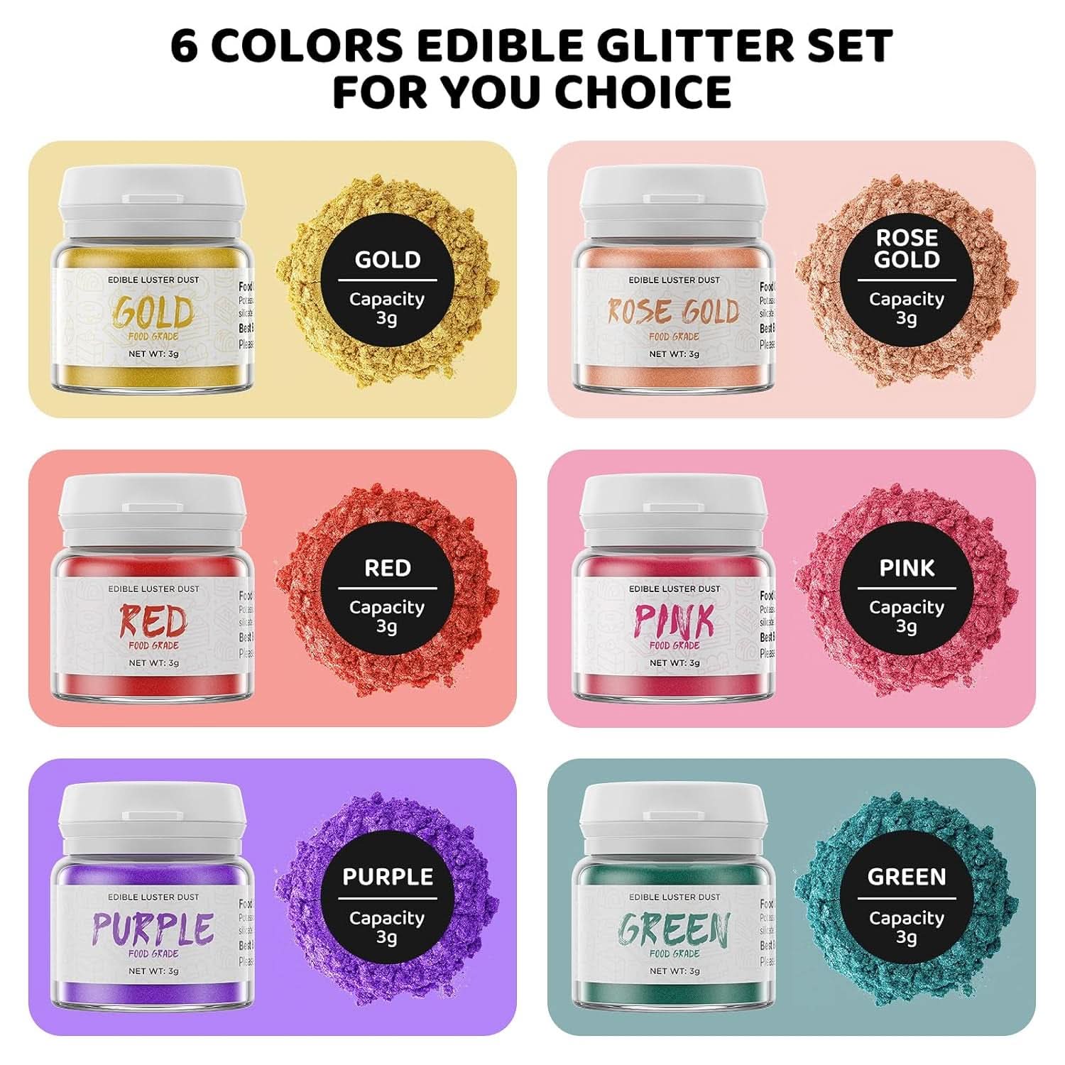 Eetbare glitters, 3 gram Naty Shop
