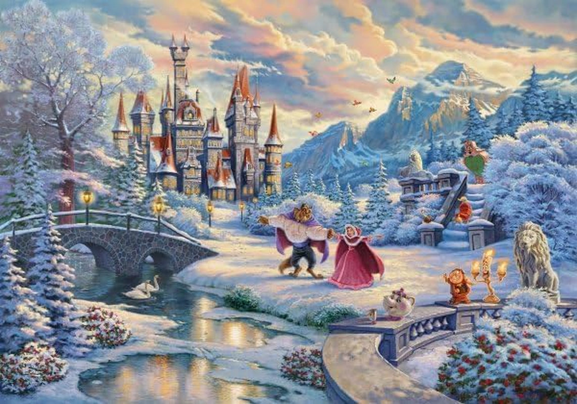 Schmidt Spiele 59671 Thomas Kinkade, Disney, Belle en het Beest, Magische Winteravond, puzzel 1000 stukjes Puzzel Naty Shop