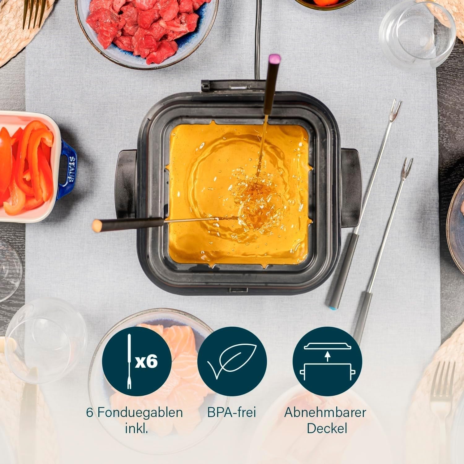 Princess 182611 Mini Fonduefriteuse - Snelle verwarming - Geurfilter - Capaciteit 1,2 liter, Zilver Huishoudelijke apparaten Naty Shop