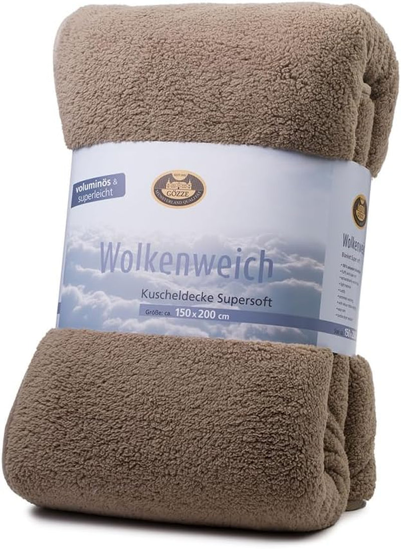 Gözze - Cloud zachte knuffeldeken, imitatie schapenvacht, 100% polyester (microvezel), 150 X 200 Cm - Camel Dekbedden en dekbedden Naty Shop Stone