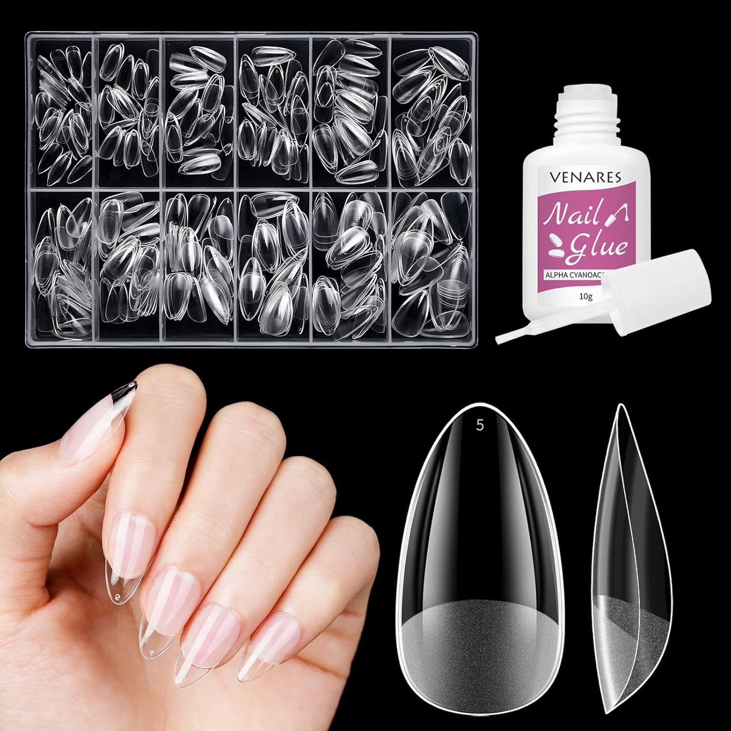 Korte Kunstnagels Ballerina 500 stuks Lijm op 12 Maten Kunstnagels Korte Zachte Gel Volledige Dekking Nageltips Voor Gelnagels Korte S