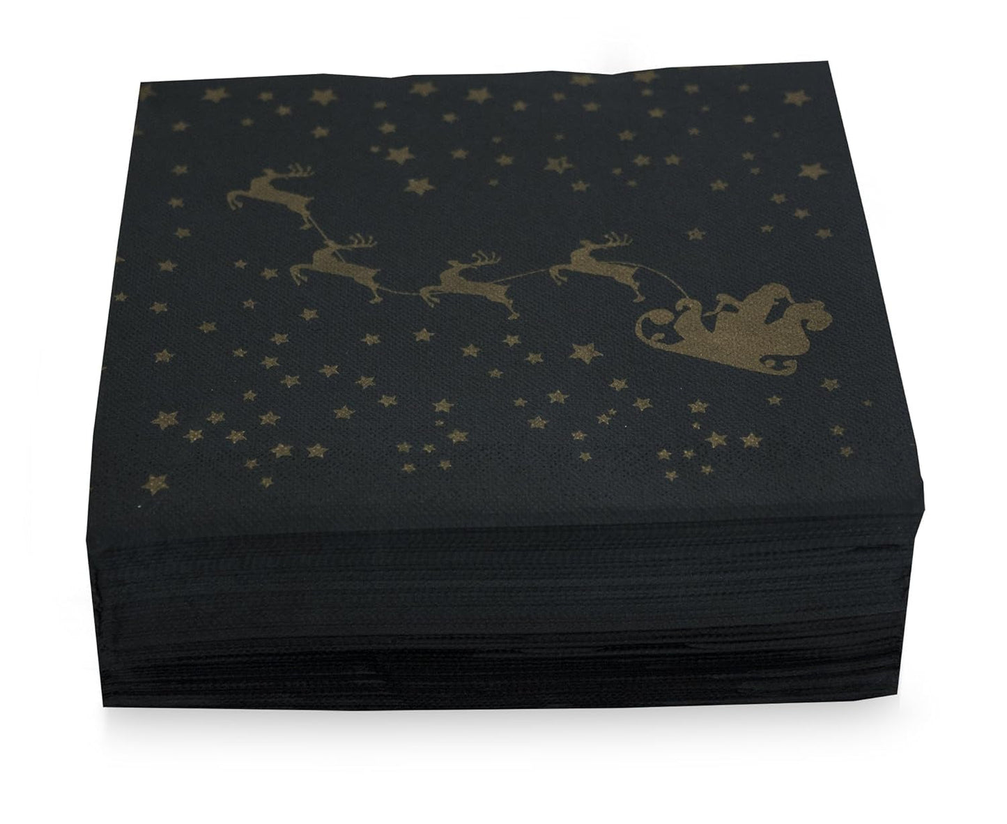 Kerstman Satijnen Servetten 40 X 40 2-laags 1/4 Vouw 50 Servetten Punta-Punta Zwart