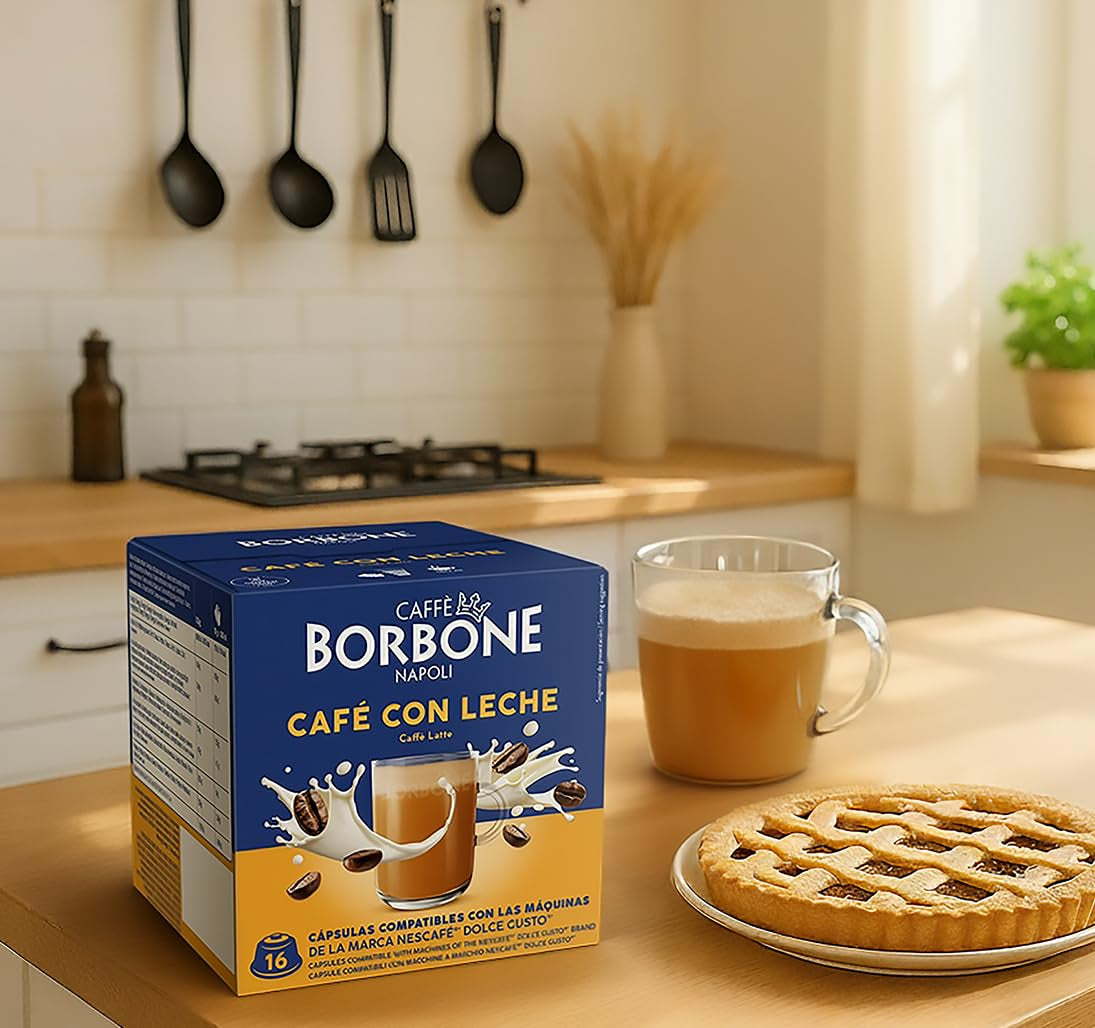 Caffè Borbone Café au Lait - 64 Kapseln - Lösliches Pulvergetränk mit Milchpulver en Instantkaffee - Compatible met Kaffeemaschinen der Marke Nescafè®* Dolce Gusto®*