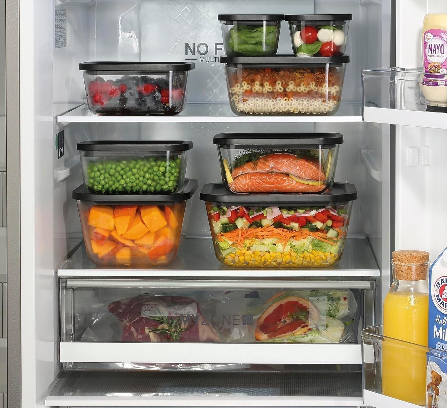 Vacuümset Küchenprofi EASYFRESH | Set van 7 stuks | 1x elektrische vacuümpomp, 1x vacuümpot S, M en L, 3x vacuümzakken 22x21 cm | borosilicaatglas, hoogwaardig kunststof | bereiding en opslag Voedselbewaardozen Naty Shop