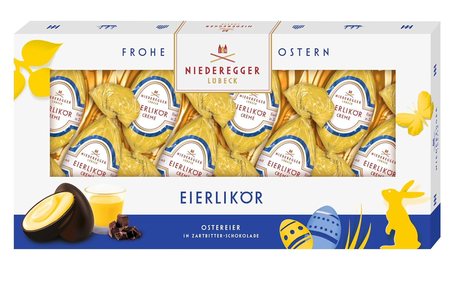 Niederegger | Chocolade-eieren | Eierlikeur | 1 x 100 g | Paaseieren met donkere chocolade bedekt | Paaseieren | Paascadeau