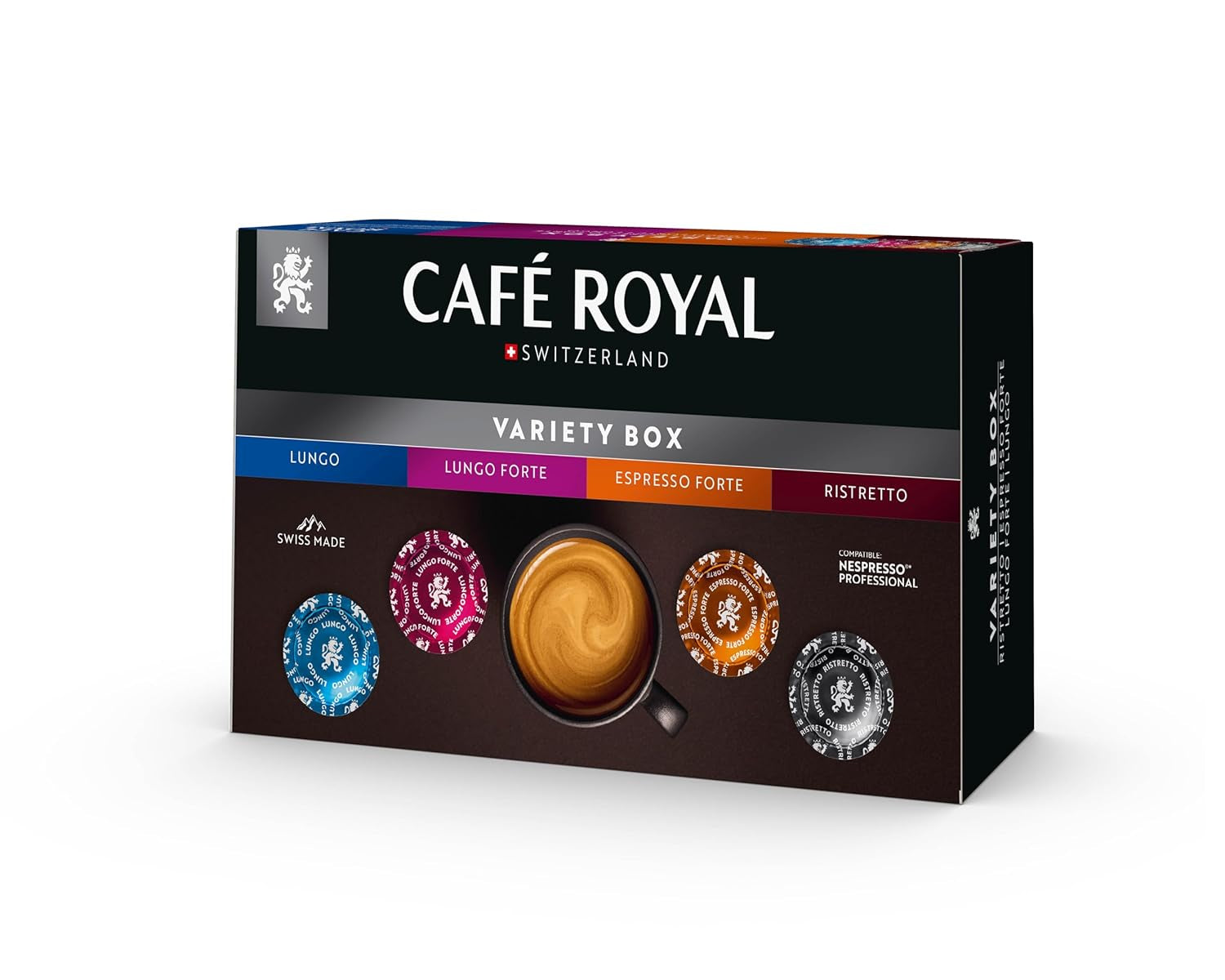 Café Royal Professional Pads, Variety Box, 40 Nespresso (R) Professional-compatibele pads voor kantoor en gastronomie, Rainforest Alliance gezertifiziert, 100 Prozent Arabica Kaffee