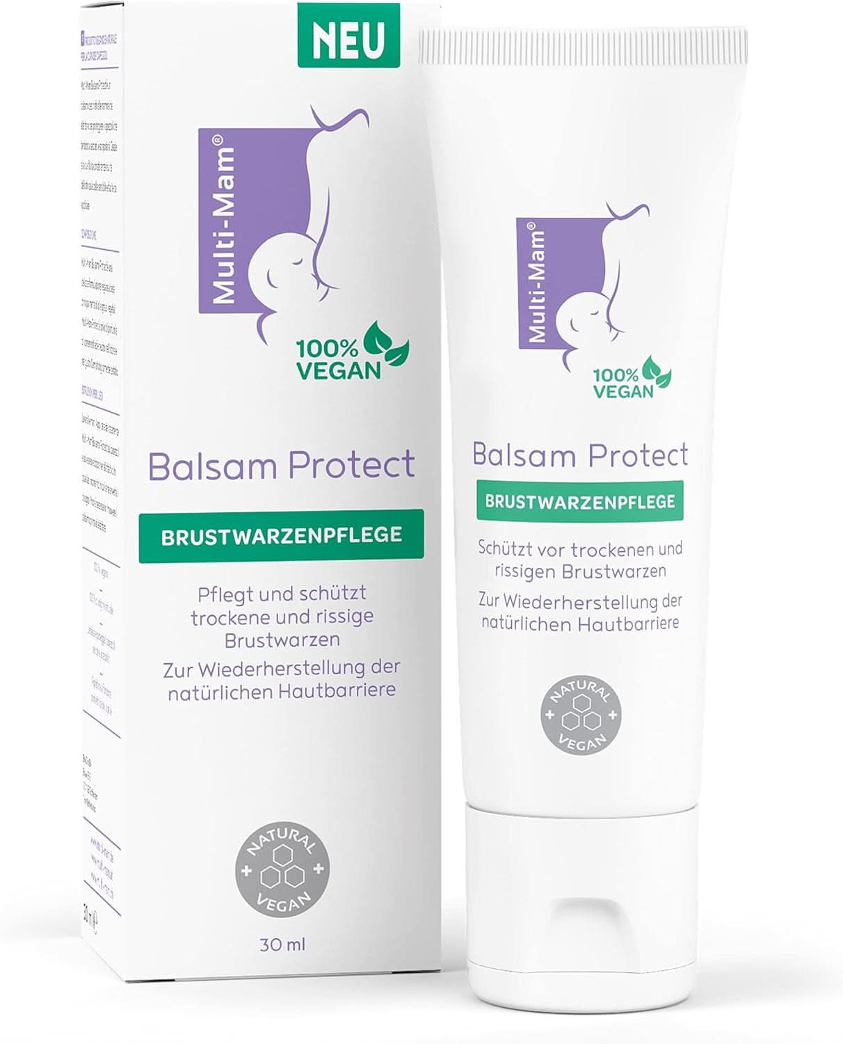 Multi-Mam Balsam Protect Beruhigt en Schützt Trockene en Rissige Brustwarzen Während Und Vor Der Stillzeit, Brustwarzencreme Stillen, 30 Ml Tube Accessoires Voeding en borstvoeding Bebe Naty Shop