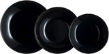 Arcopal Zelie serviesset van zwart glas, 12-delig, 4 plaatsen, zwart