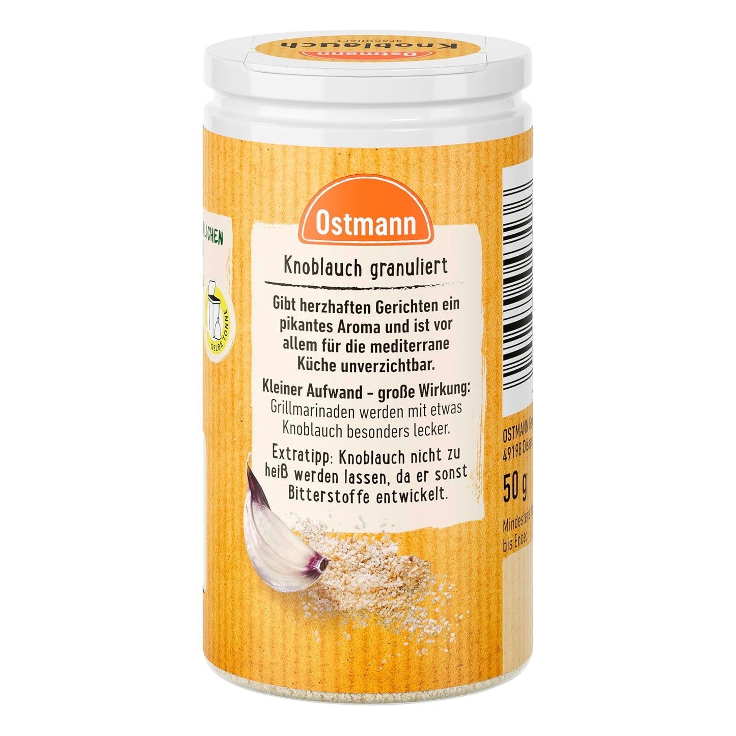 Ostmann Knoblauch granuliert 50 g Knoblauch zum Würzen von herzhaften Gerichten Mengeling: 1 Stück
